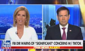 A screenshot of the Ingraham Angle segment about the potential TikTok ban