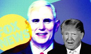 Mike Pence and Donald Trump with a Fox News logo