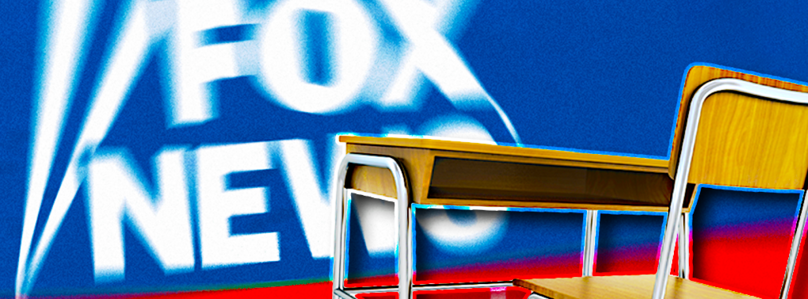 Fox News logo with school desk