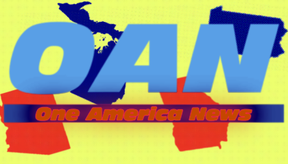Graphic of OAN's logo. Behind the logo are (counter-clockwise) Michigan, Arizona, Pennsylvania, and Georgia. 