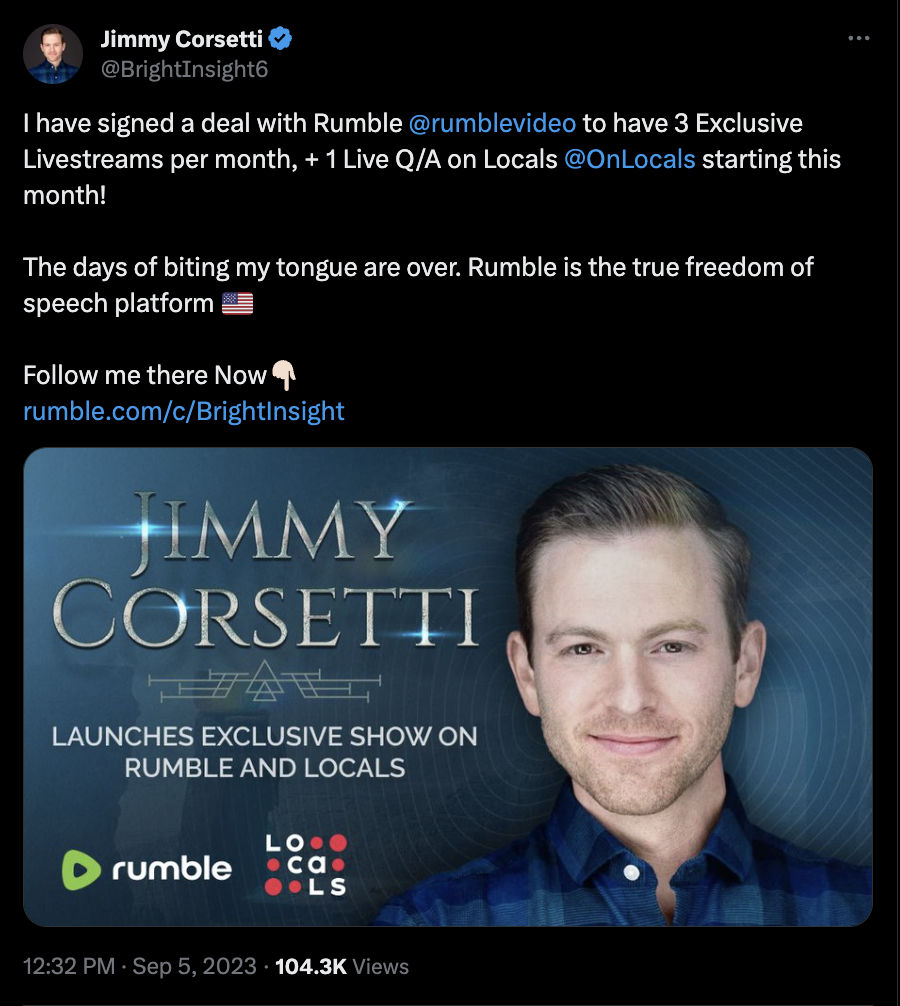 Corsetti embed Rumble Exclusives